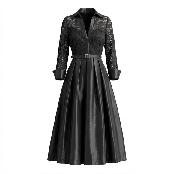 Eliza J Dresses & Skirts - Black taffeta and lace cocktail dress, Size 2